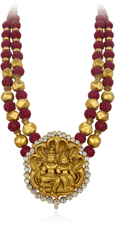 Vishnu & Laxmi Pendant - Laxmi Vishnu Gold Pendant (800x800), Png Download