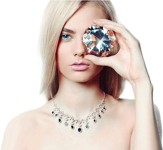 D - Beautiful Lady With Diamond (634x508), Png Download