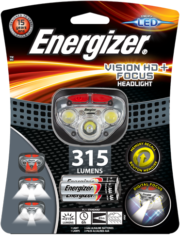 Energizer<sup>®</sup> Vision Hd Focus Headlight - Energizer Vision Hd Focus Headlight 300 Lumens (450x600), Png Download