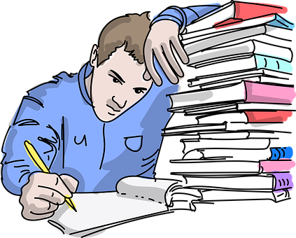 Student, I Am A Student - Tension For Exam Cartoon (423x340), Png Download