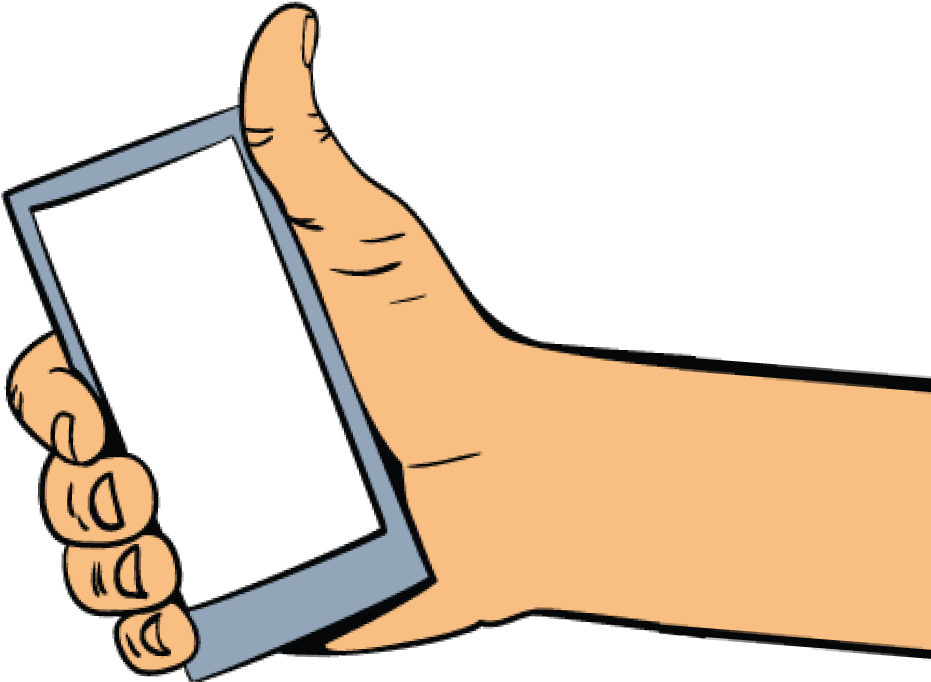Mobile-hand - Cartoon (1366x768), Png Download