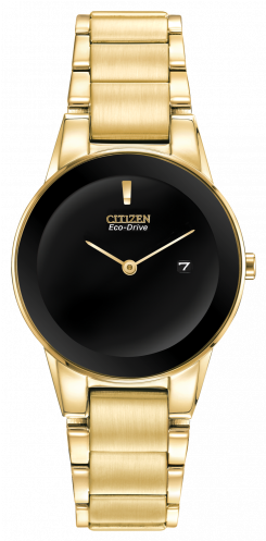Citizen Ladies' Axiom Yellow Metal Watch With Black - Citizen Gold And Black Watch (400x496), Png Download