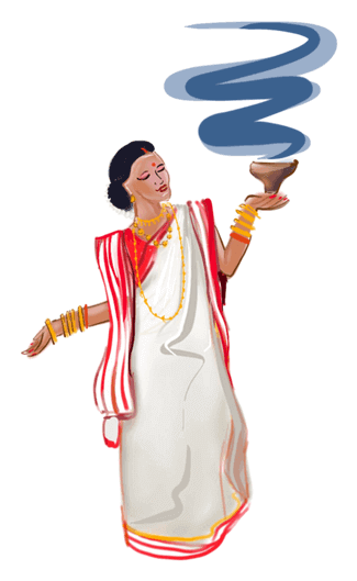 Dhunuchi Dance Sticker - Dhunuchi Dance Png (528x528), Png Download