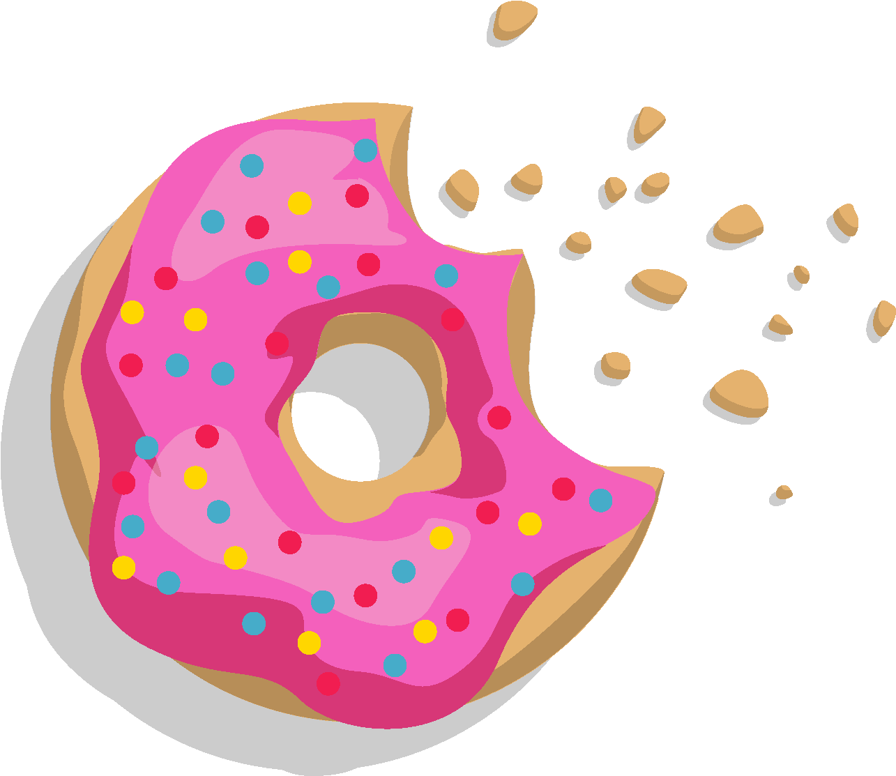 Vector Hand Drawn Pink Jam Donut - Jelly Doughnut (1772x1378), Png Download