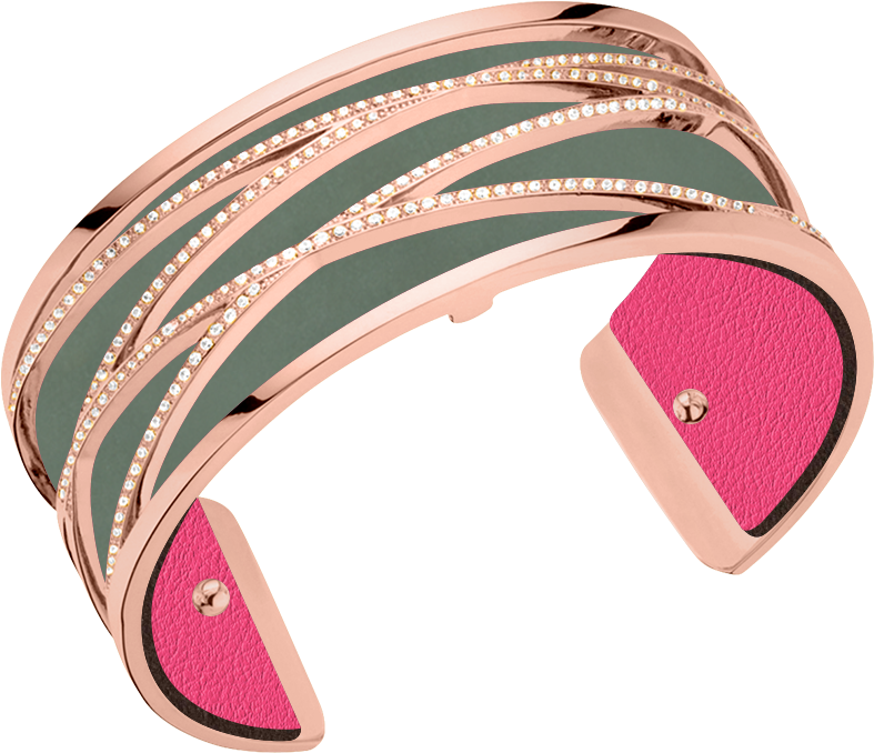 Liens Cuff Bracelet, Rose Gold Finish - Fuchsia / Khaki (1245x1140), Png Download