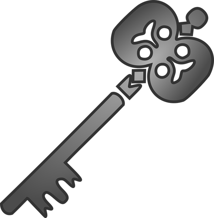 Skeleton Key Clipart 3, Buy Clip Art - Grey Key Png (706x720), Png Download