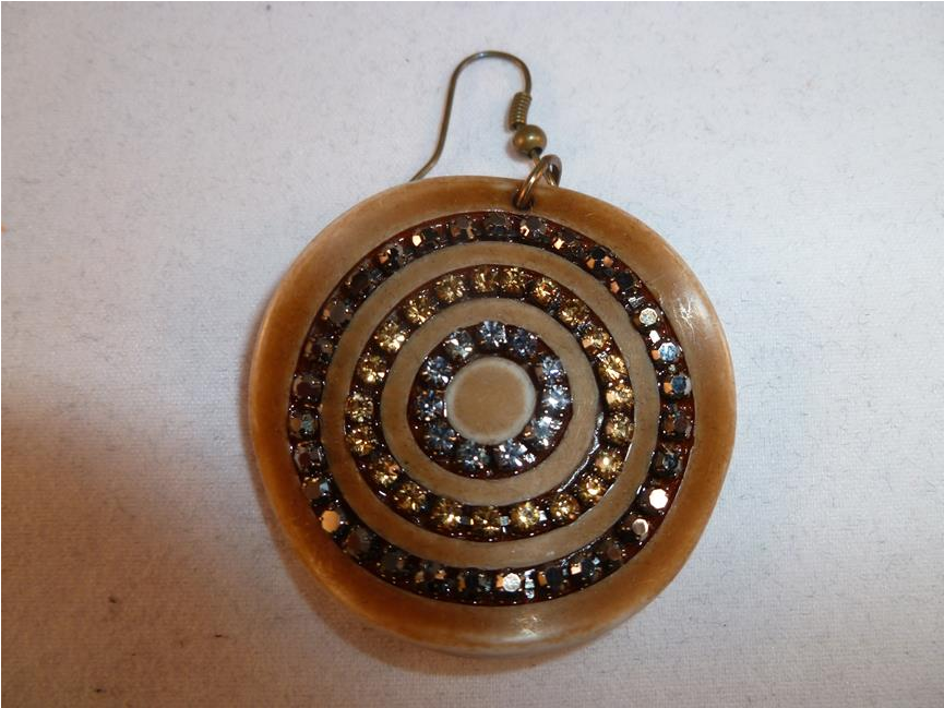 Leather Look Acrylic With Circle Crystal Design Earring - Locket (1021x1530), Png Download