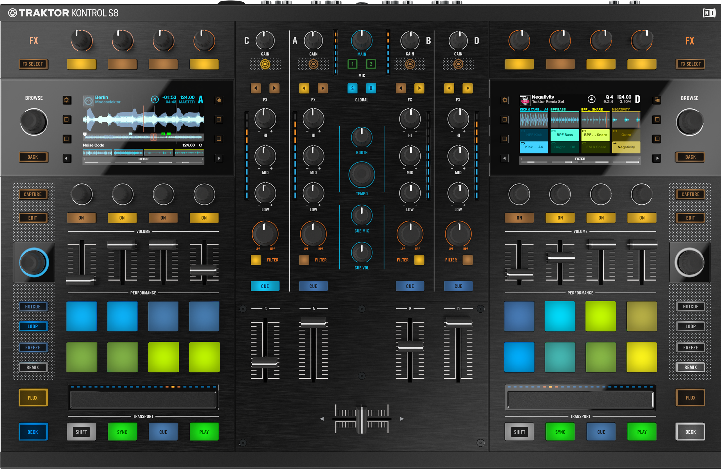 Native Instruments Traktor Kontrol S8 Dj Controller - Traktor S8 (2500x2500), Png Download