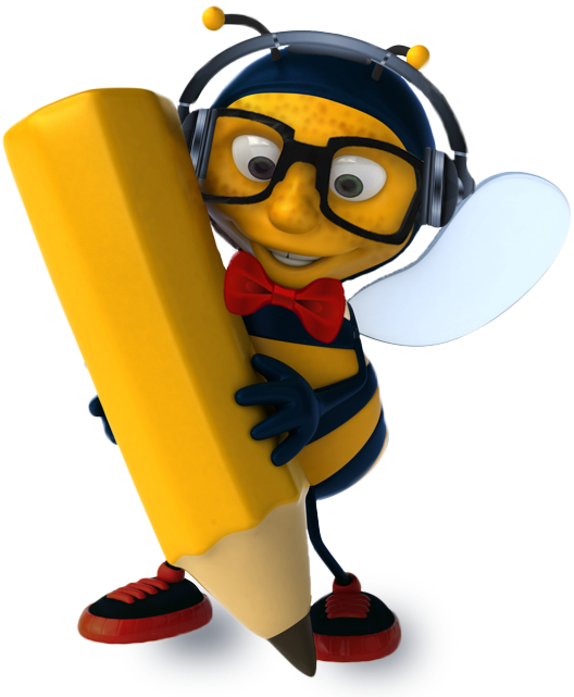 Share Your Dare - Bee With Pencil (541x640), Png Download