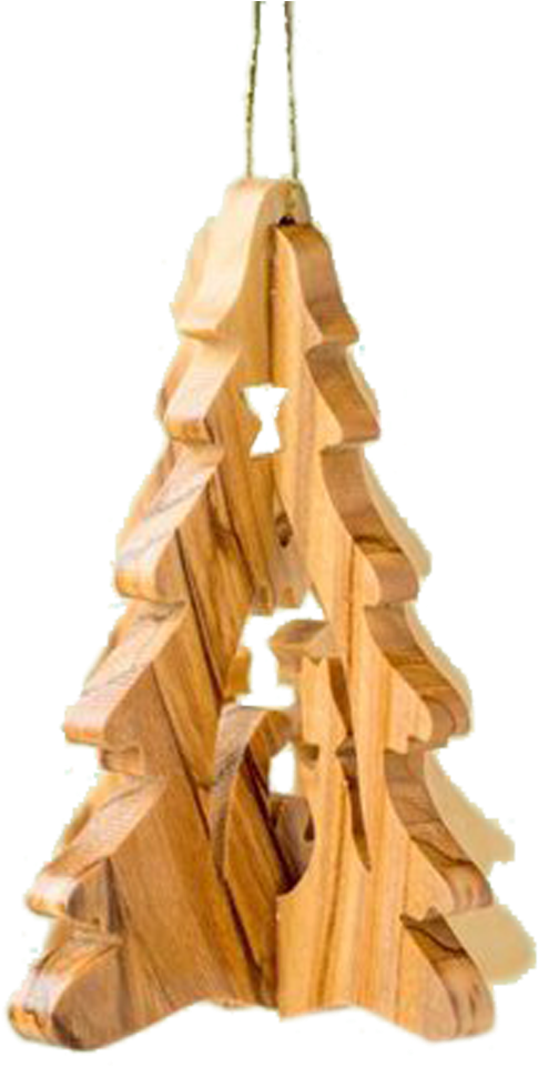 3-d Christmas Tree Nativity Ornament - Christmas Ornaments Made From A Lathe (1000x1000), Png Download