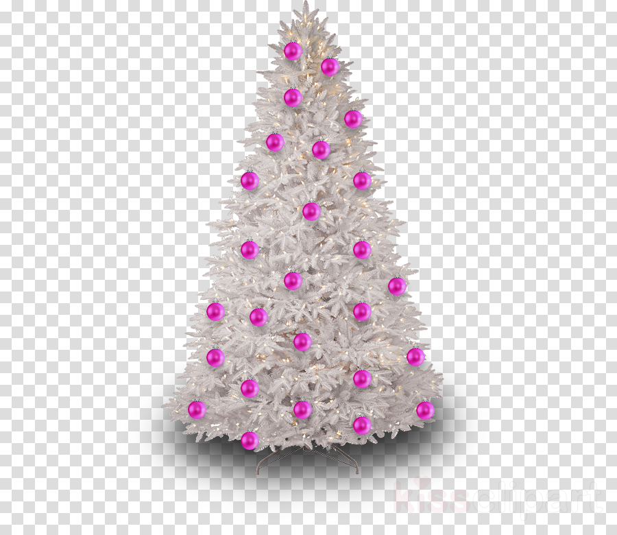 Pink Christmas Tree Png Clipart Santa Claus Christmas - White Tree With Pink Ornaments (900x780), Png Download