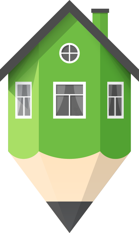 A House In The Shape Of A Pencil - School (447x748), Png Download