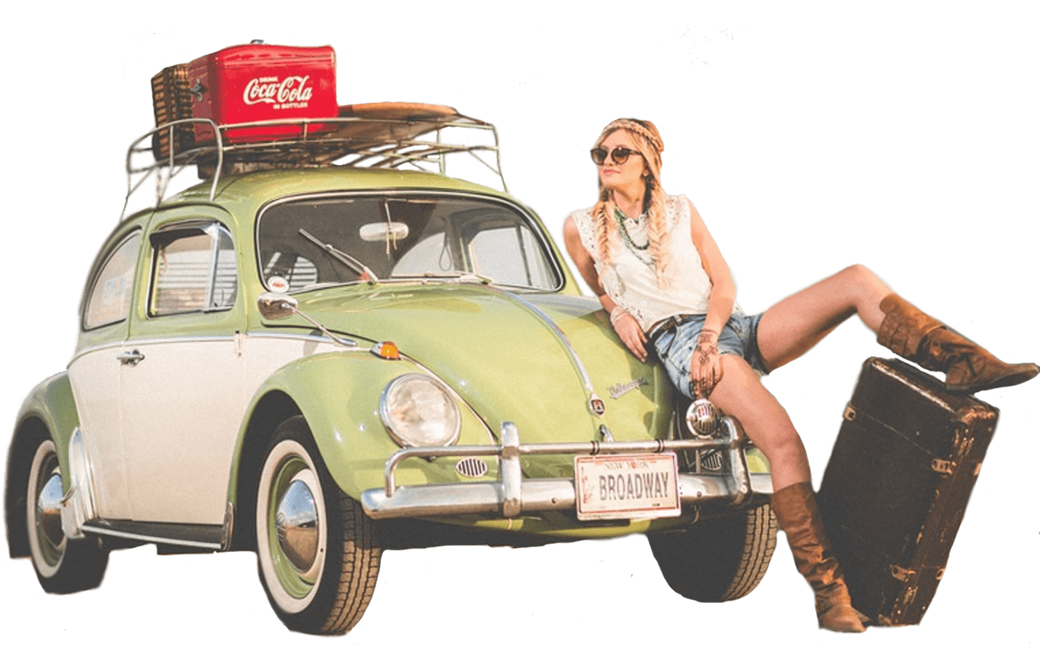 Beetle Girl Retro - Volkswagen Retro (1500x935), Png Download
