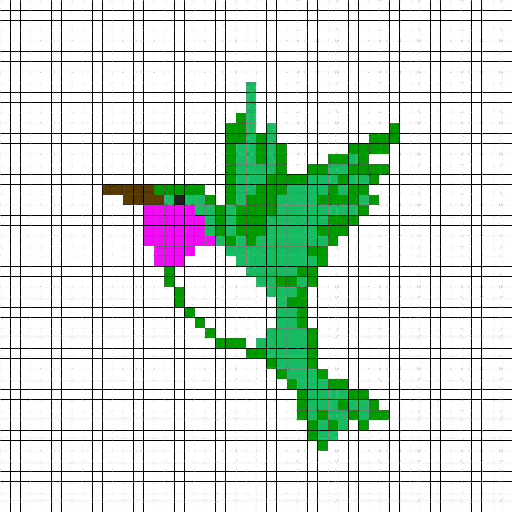 Hummingbird Perler Bead Pattern - Colibri Pequeño Hecho Con Cuentas De Tubitos (1050x1050), Png Download