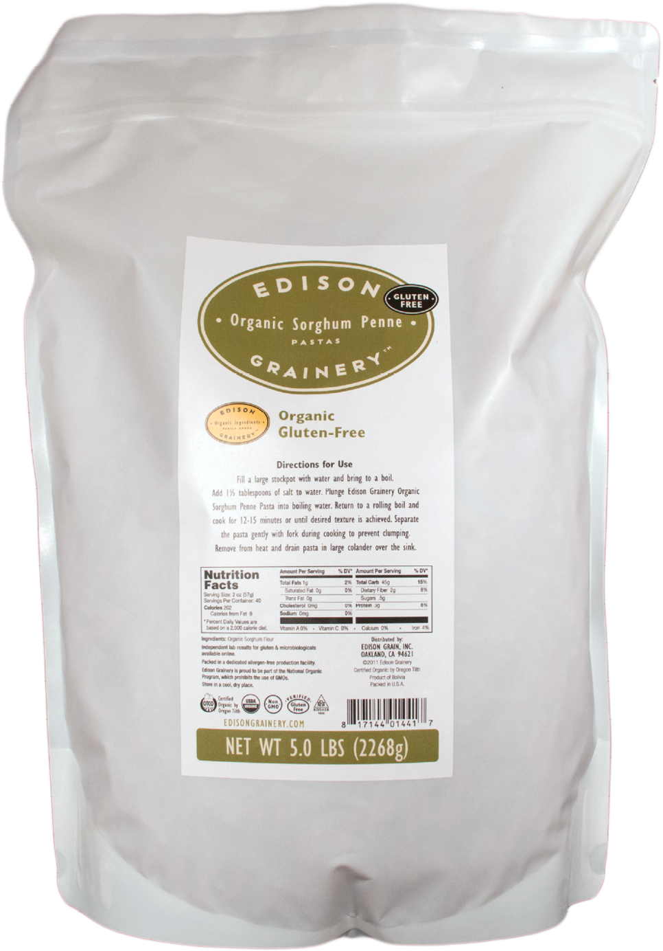 Pasta, Sorghum Penne, Gluten-free, Edison Grainery - Quinoa Fusilli | Organic | 4 Lb | Edison Grainery (2048x1463), Png Download