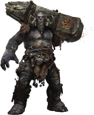 Each Carries A Massive Pillar Of Stone By A Pair Of - God Of War Fire Troll (700x462), Png Download