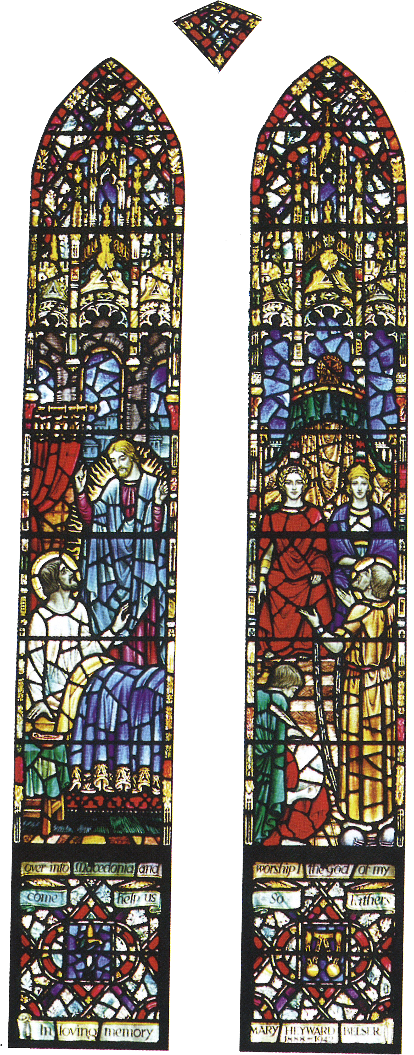 The Left Lancet Portrays St - Stained Glass (1582x4200), Png Download
