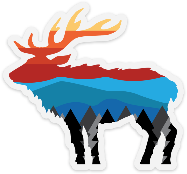 71 Multi Color Mtn Range Elk Sticker - Elk (821x768), Png Download