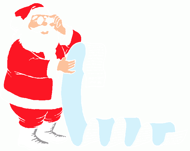 Clip Art Of Santa Claus Reading A Long List - Santa With A List (653x519), Png Download