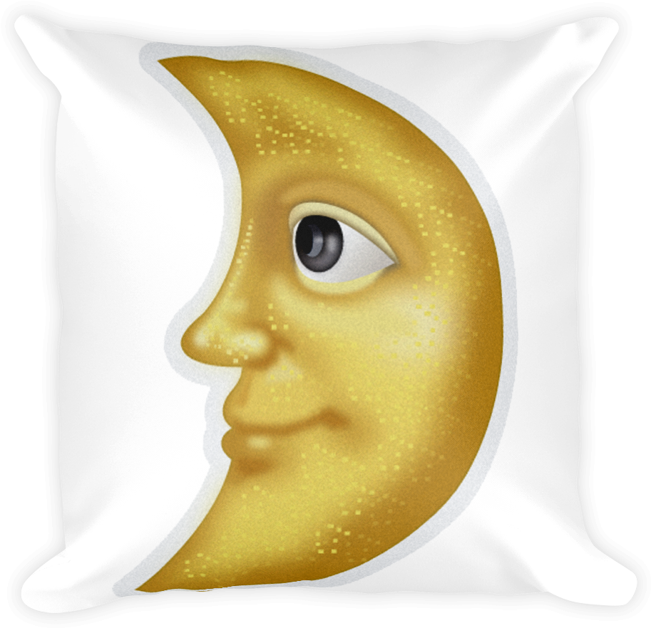 First Quarter Moon With Face - Throw Pillow (1000x1000), Png Download