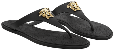 Versace Medusa Palazzo Thong Sandals For Women - Medusa Palazzo Thong Sandals : Black 37 (499x700), Png Download