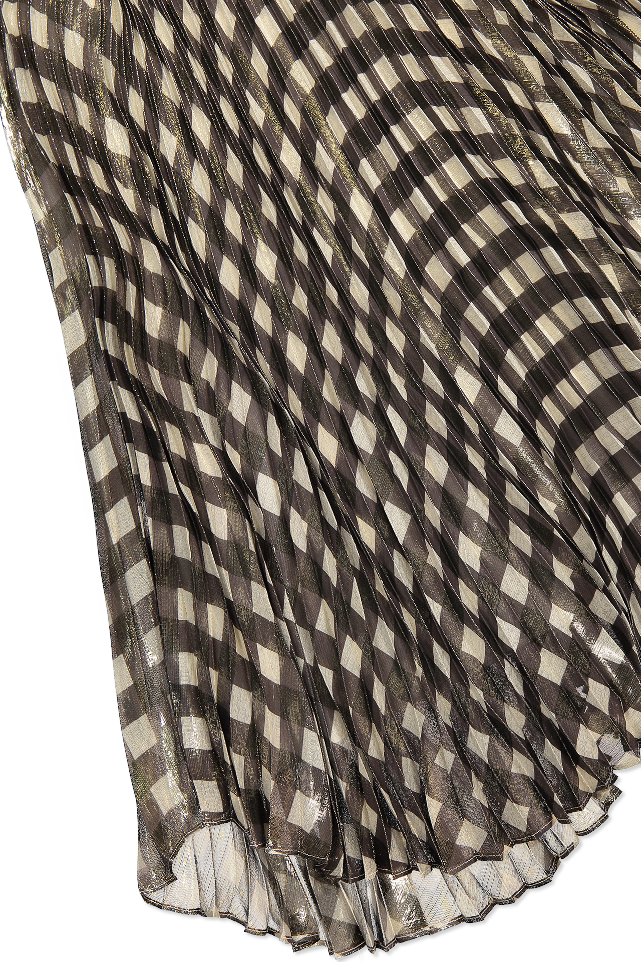 Katz Sunburst Pleated Maxi Skirt Check Plaid Soft White (1280x1920), Png Download