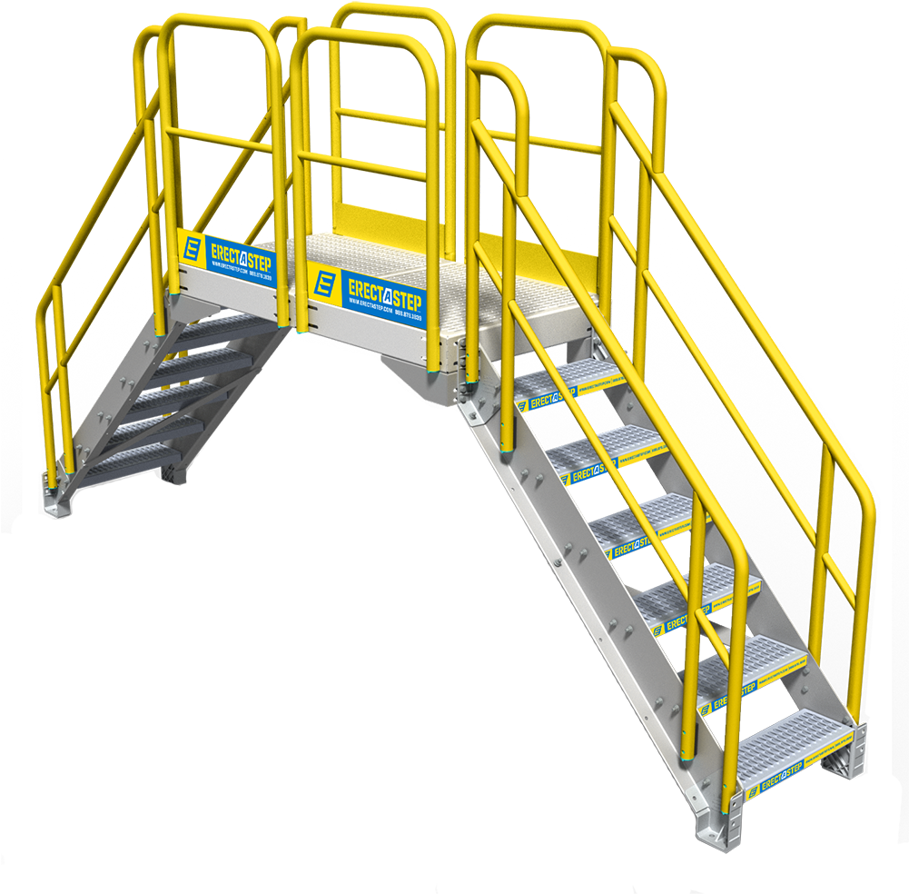 Industrial 6-step Crossover Stairs - Industrial Stairs (1000x1241), Png Download