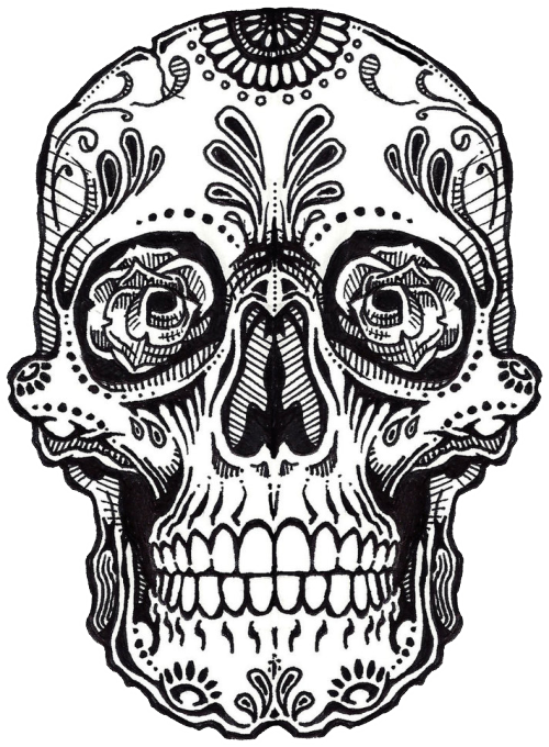 Mexican Skull Art Tumblr For Kids - Mens Sugar Skull Tattoos (500x680), Png Download