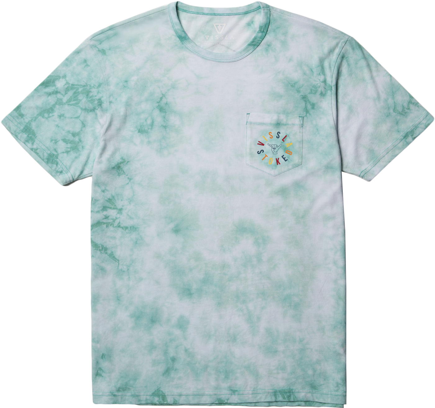 Shaka Stoked Tie Dye Tee - Tee Vissla Free Range Tie Dye Mens Jade Heather (1400x1400), Png Download