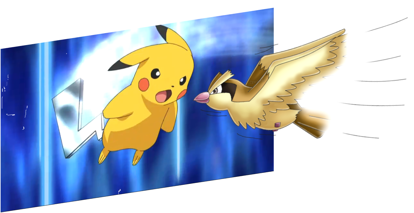 Pikachu Vs Pidgey - Pikachu (1353x695), Png Download