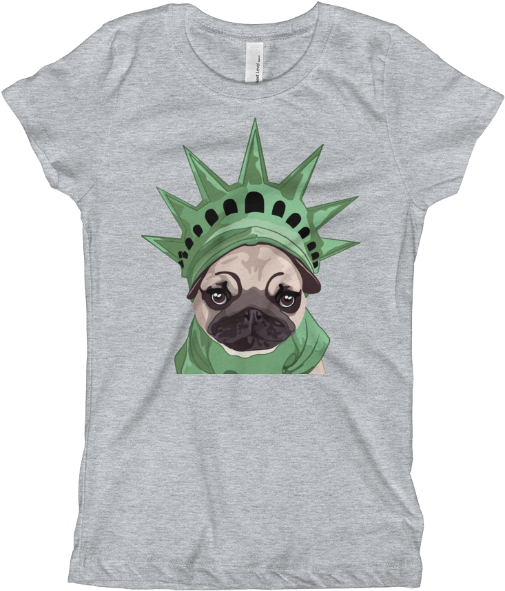 Girls Pug Face T-shirt - Youth Girl's Dachshund T-shirt, Dachshund Dog Tee, (1000x1000), Png Download