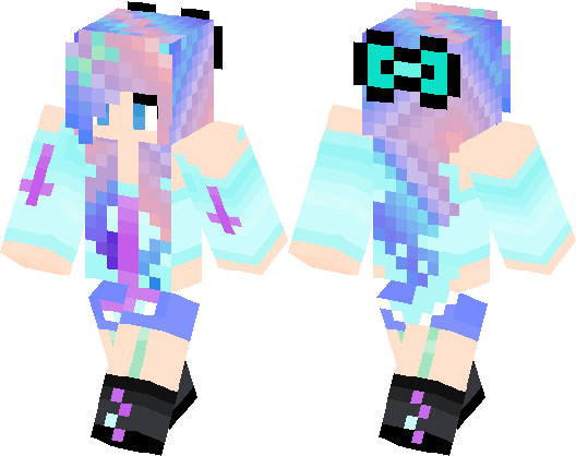 Minecraft Pastel Goth Girl Skin (528x418), Png Download