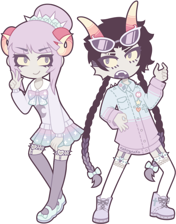 Pastel Goth Damara Megido And Meenah Peixes By Nekozneko - Nekozneko Pastel Goth (665x810), Png Download