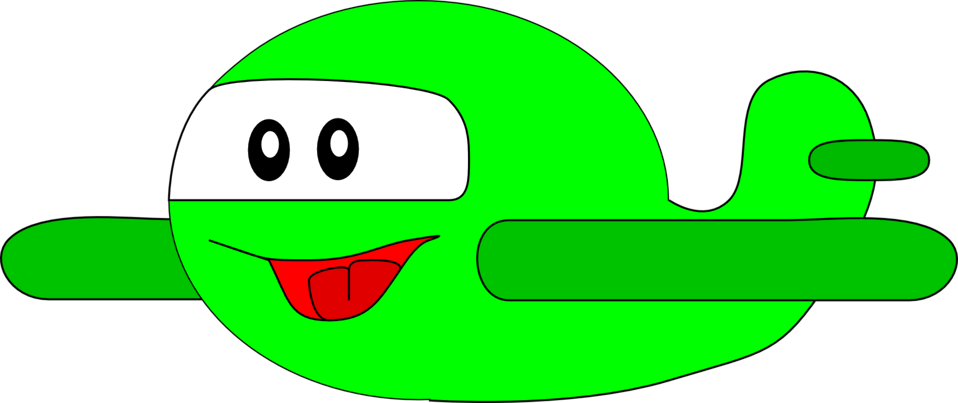Clipart - Surprised Airplane - Cartoon Airplane (800x336), Png Download