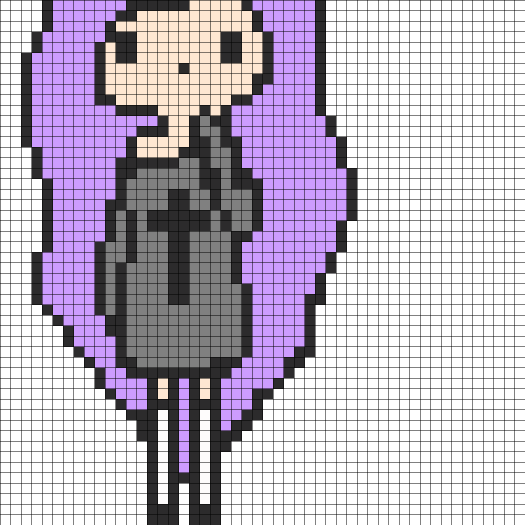 Pastel Goth Tumblr Girl Part 1 Perler Bead Pattern - Pixel Art Girl Base (1050x1050), Png Download