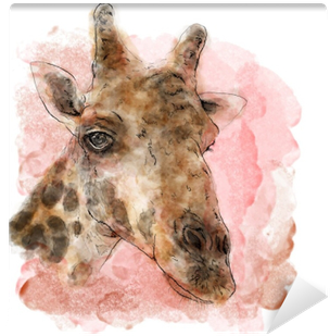 Giraffe On Watercolor Painting Vector Art - Painting (400x400), Png Download