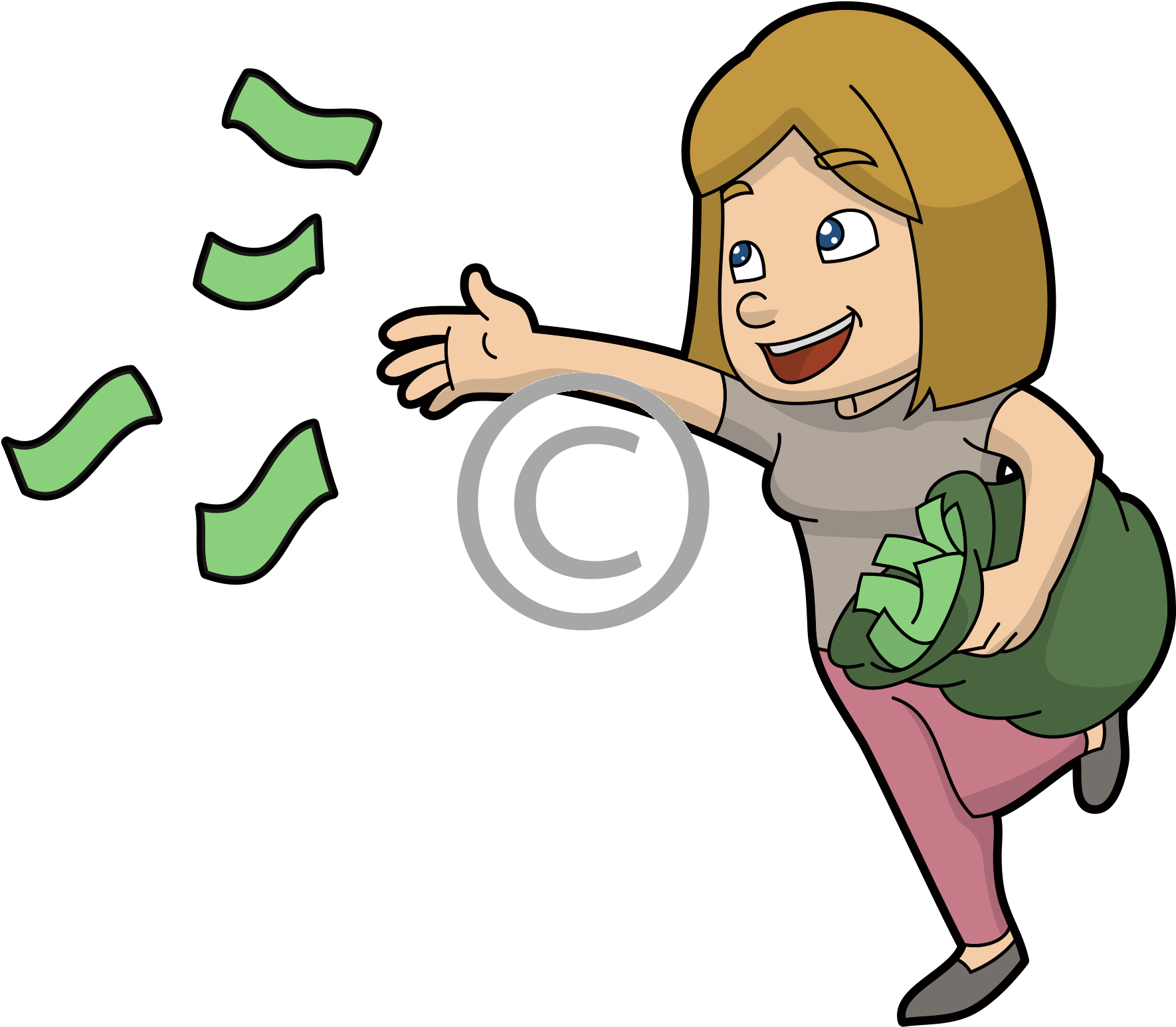 Women With Money - Cartoon (1857x1650), Png Download