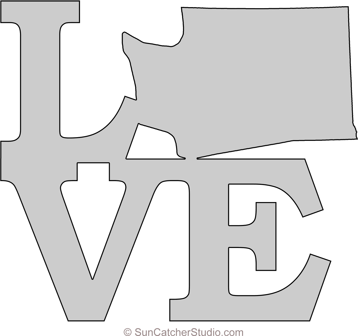 Washington Love Map Outline Scroll Saw Pattern Shape (1500x1398), Png Download