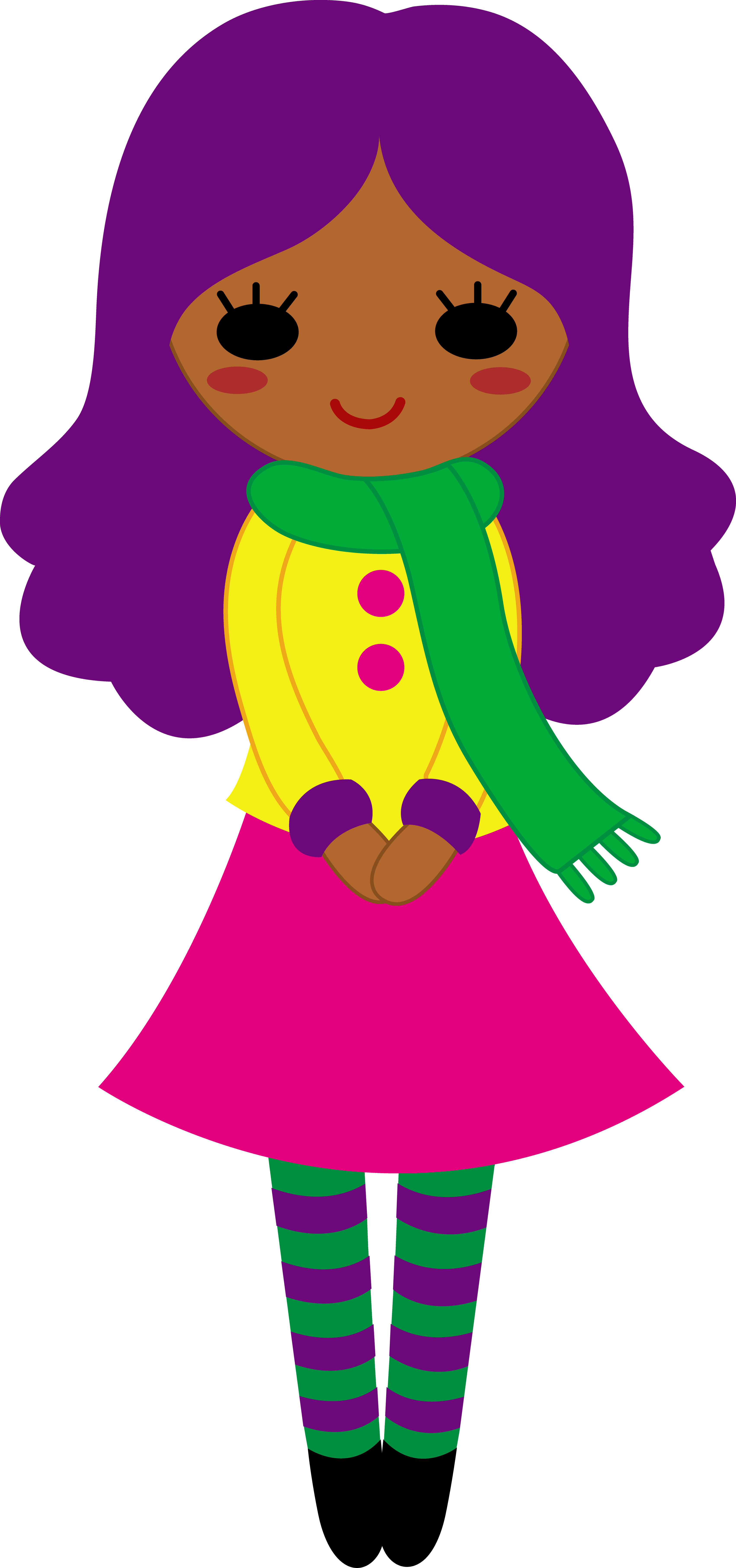 Girls Purple Clipart - Purple Hair Girl Clipart (3402x7243), Png Download