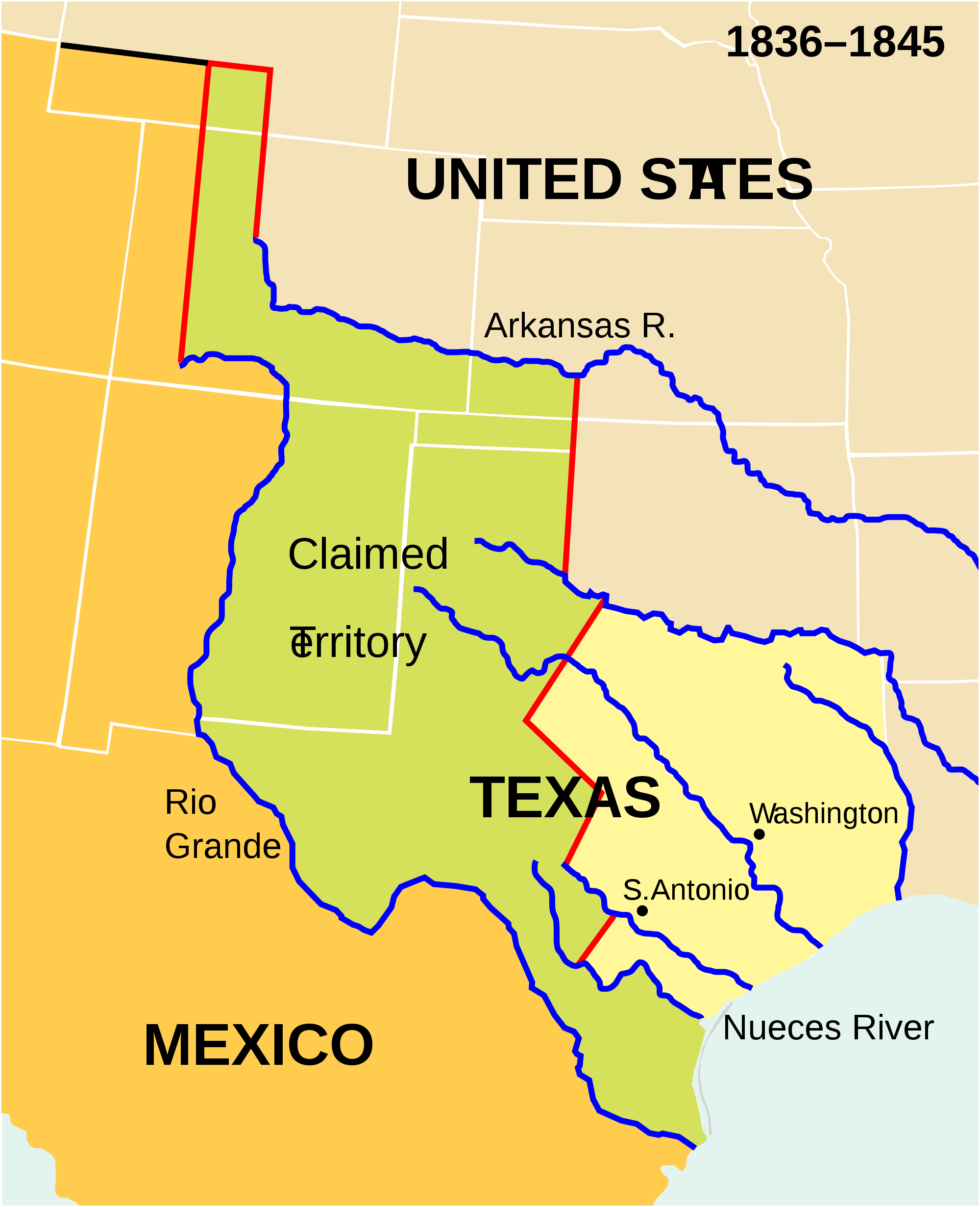 File Wpdms Republic Of Texas Wikimedia Commons - Disputed Territory With Mexico (1000x1231), Png Download