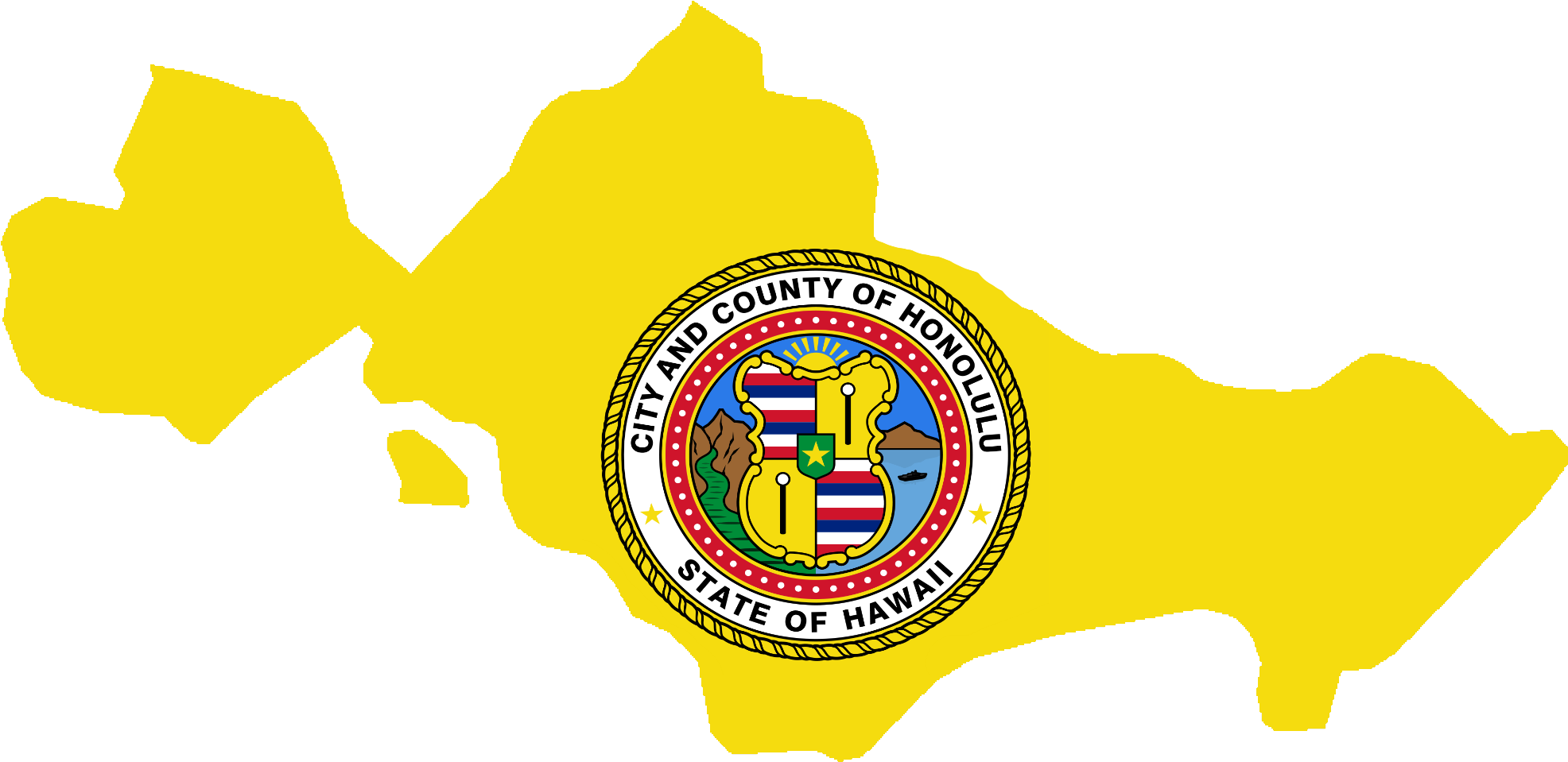 Flag Map Of Honolulu - Honolulu Flag Png (2000x1607), Png Download