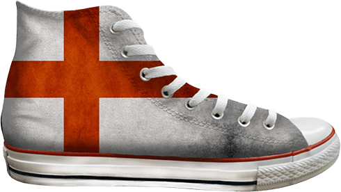 Ct All Star Hi Top English Flag - Coral Converse High Tops (490x276), Png Download