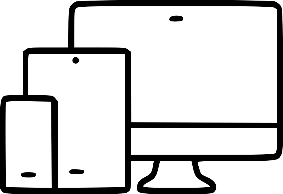 Responsive Web Device Laptop Smartphone Tablet Pc Monitor - Computer And Moviel Icon White Png (980x670), Png Download