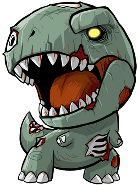Cartoon T-rex - Dinosaurio Zombie (357x447), Png Download