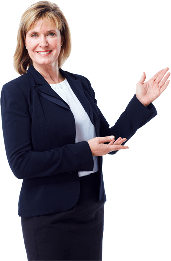 Business Woman Standing Png - Woman Pointing In Png (340x519), Png Download