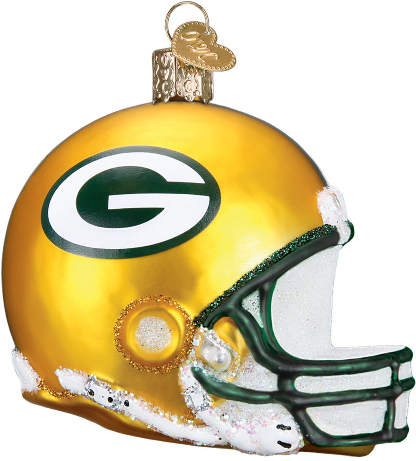 Green Bay Packers Glass Helmet Ornament (950x950), Png Download