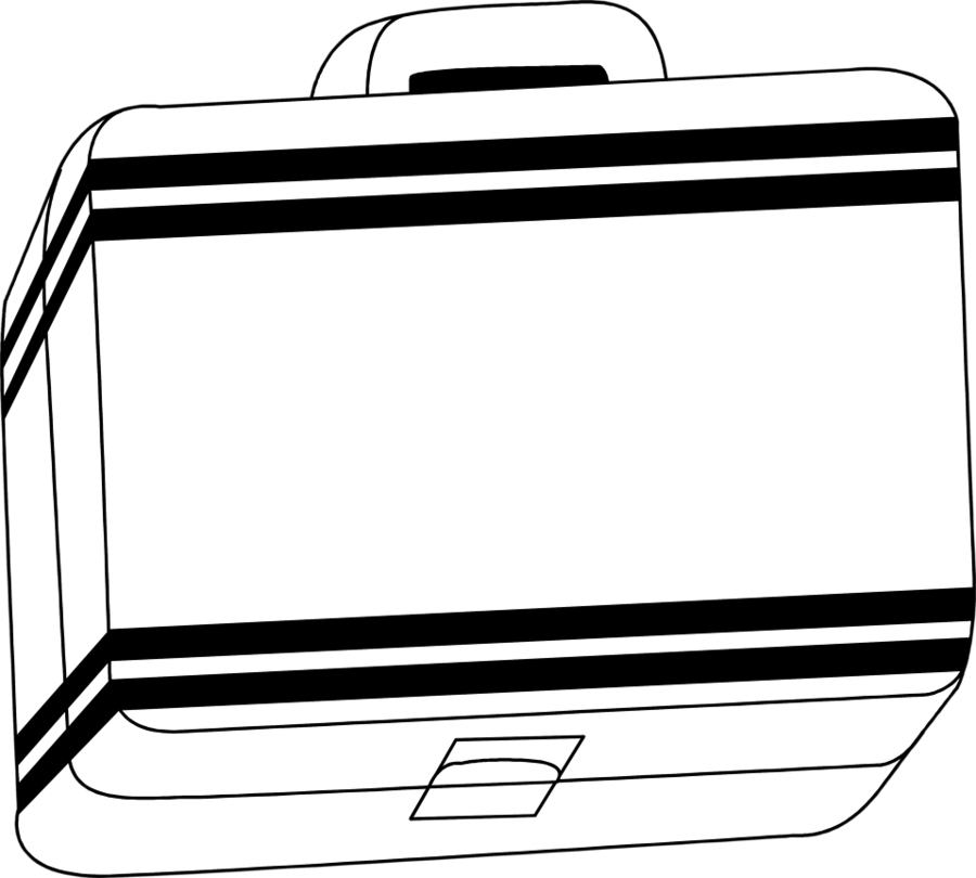 Clip Art Of Lunch Kit Black And White Clipart Lunchbox - Black And White Lunchbox (900x810), Png Download