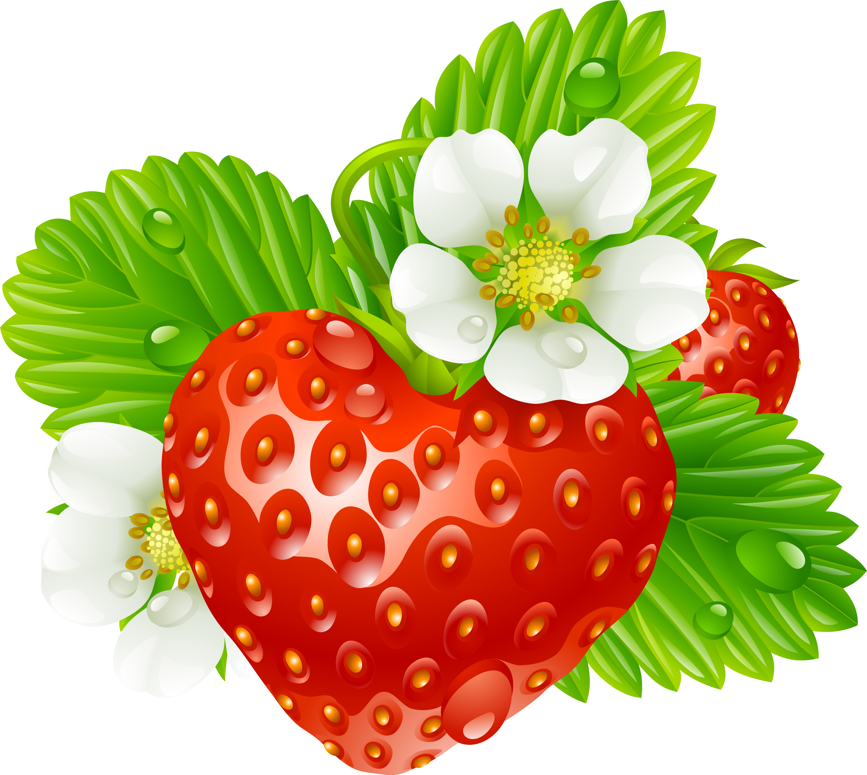 Strawberries Clip Free - Straberry Heart Square Car Magnet 3" X 3" (2774x2480), Png Download
