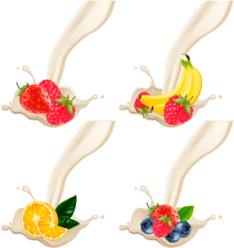 A Splash Of Milk Or Yoghurt With Fruit, Milk, Yogurt, - Yogurt (360x360), Png Download
