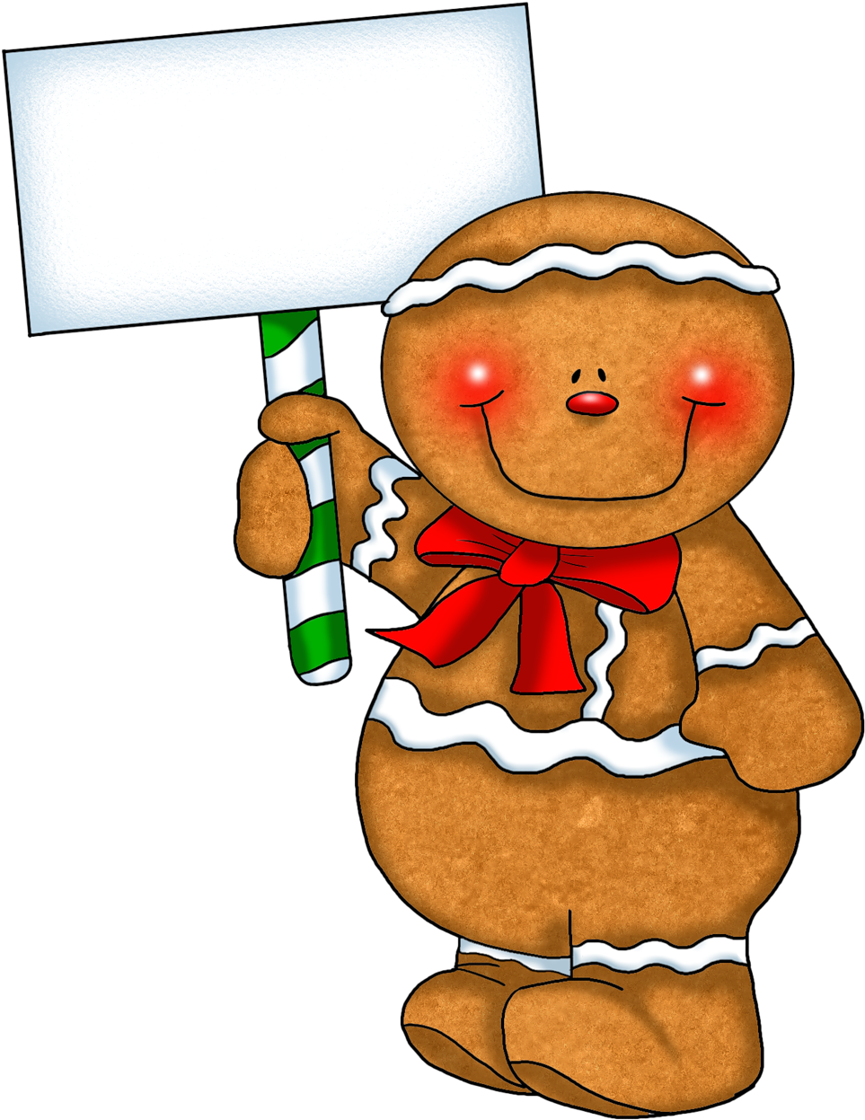 Free Gingerbread Man Clipart Pictures - Gingerbread Man With Sign (476x600), Png Download